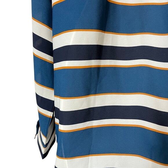 Ann Taylor Factory Womens Striped Long Sleeve V-Neck Career Blouse Top Shirt XL - Picture 12 of 16